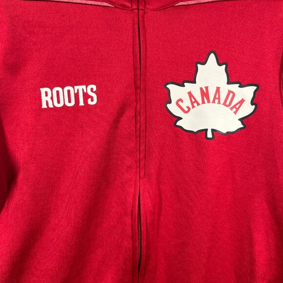 Roots Kids Sweater Youth X-Large Red Full Zip Maple Leaf Canada Pockets Jacket - Picture 2 of 10